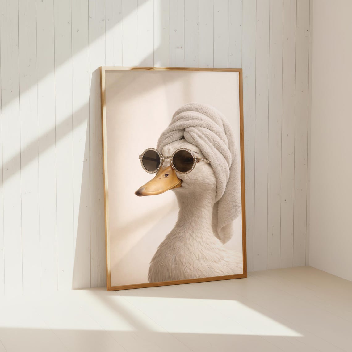 Spa Day Duck Sunglasses Towel Turban Funny Bathroom Decor Poster