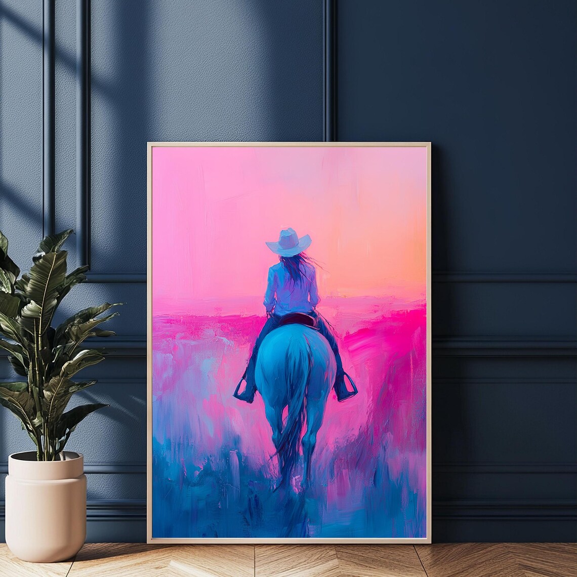 Cowgirl On Horse Art Print, Western Sunset Ranch Life - Image 4