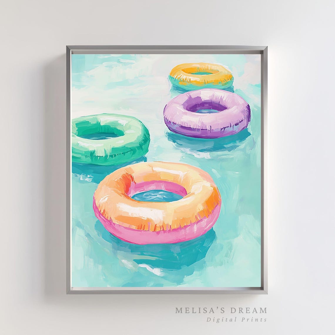 Colorful Pool Floats Turquoise Water Summer Coastal Art Print