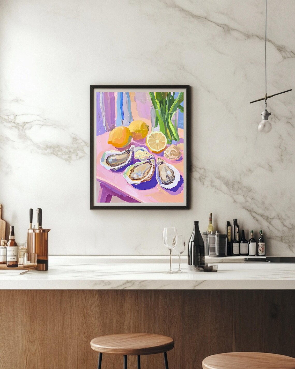 Oyster Art Print With Lemons, Coastal Kitchen Decor - Image 2