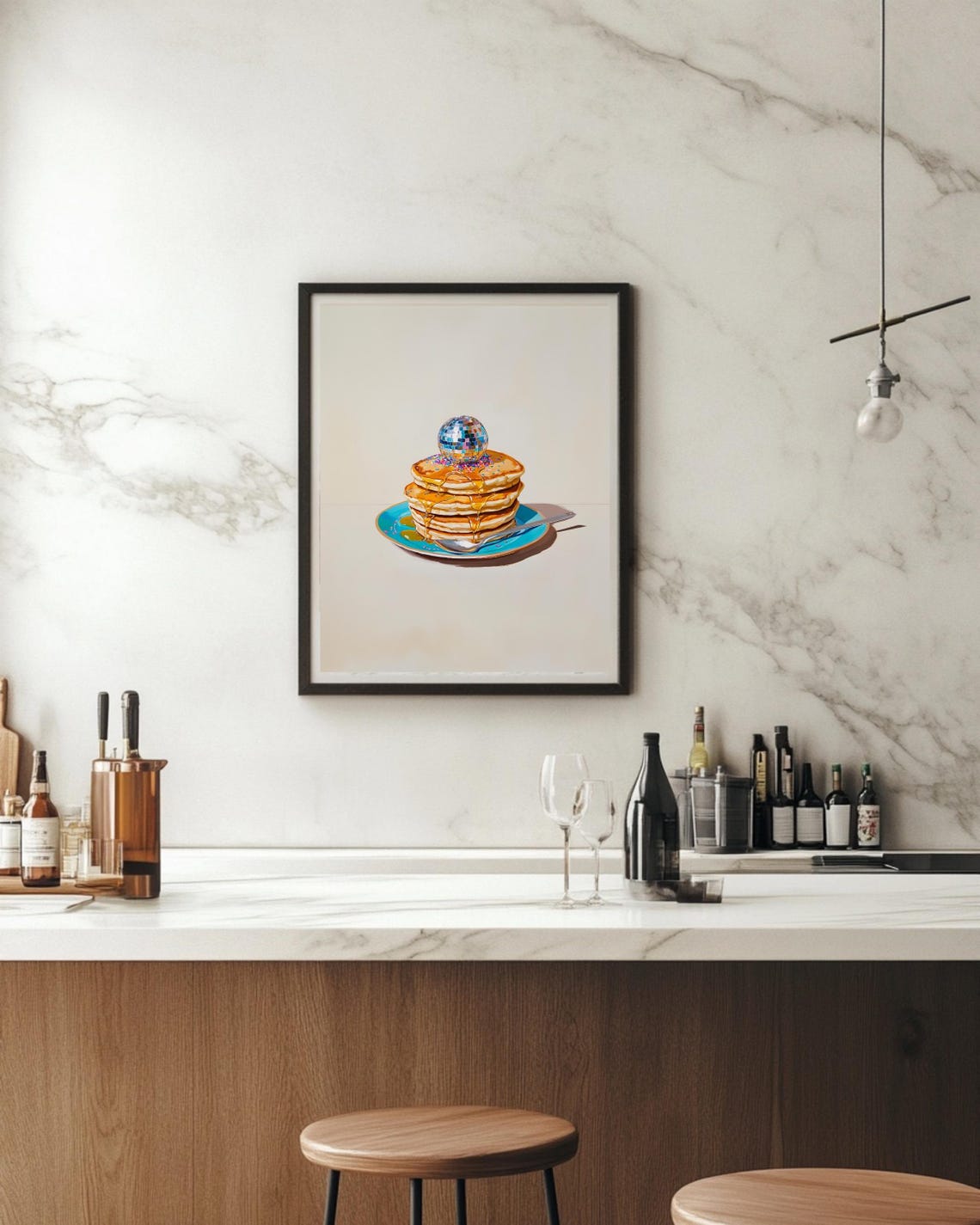 Breakfast Poster Glam Disco Wall Art Pancake Print Funny Chef Poster Brunch Art Print Preppy Room Decor Girly Kitchen Poster - Image 3