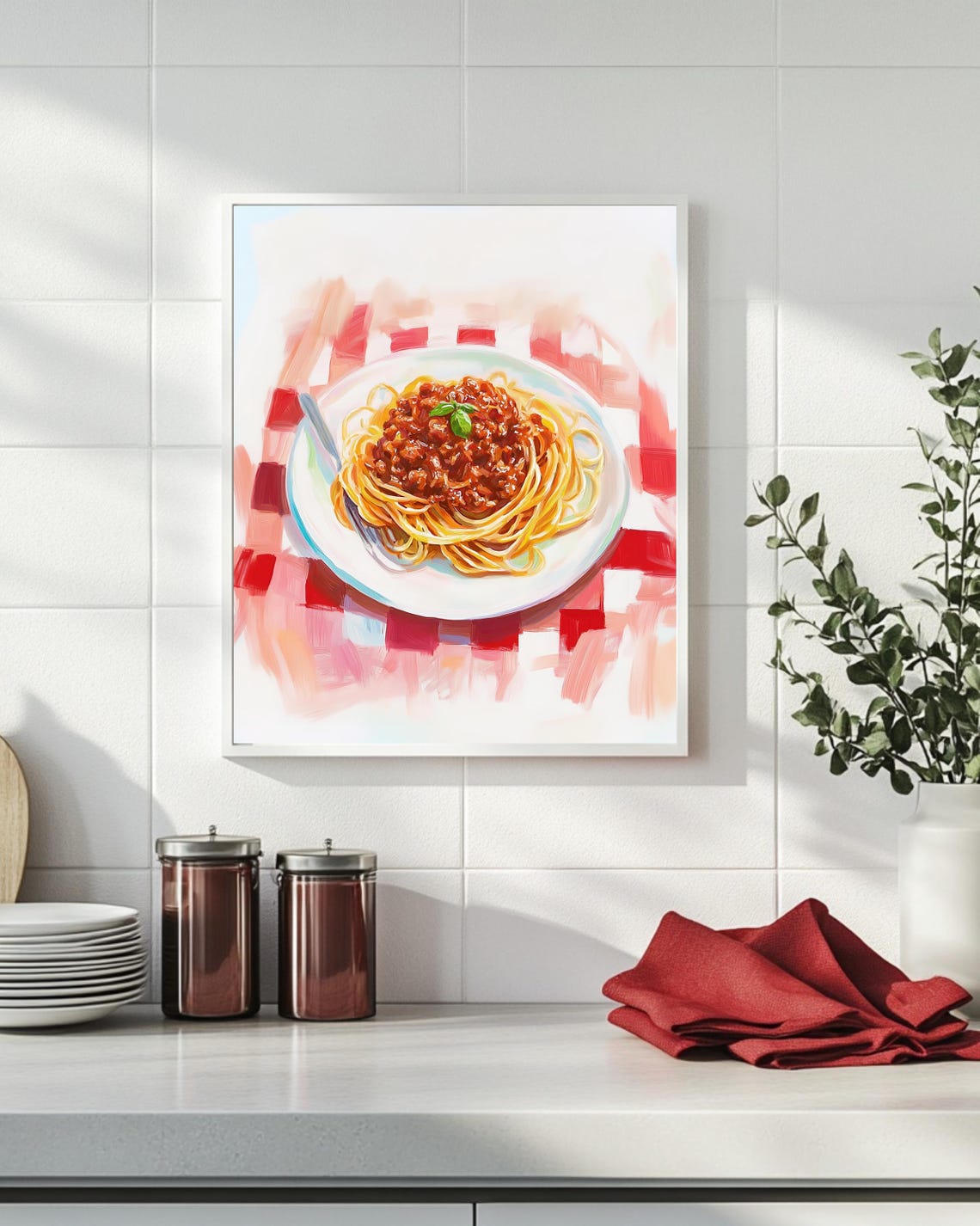 Spaghetti Bolognese Plate Italian Pasta Food Kitchen Art Poster - Image 2