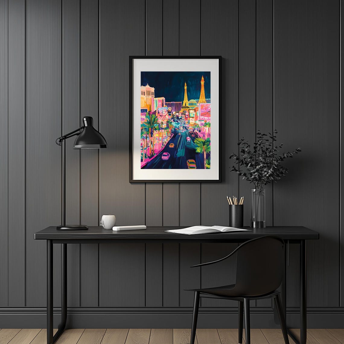 Las Vegas Cityscape Poster, Neon Night Art Print - Image 3