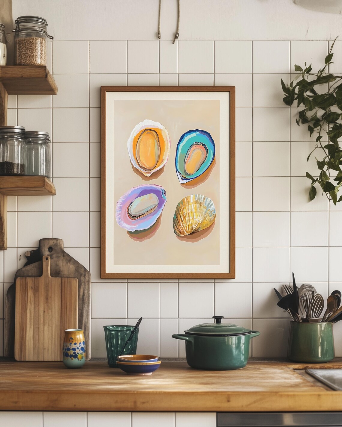 Oyster Shell Painting, Modern Coastal Decor - Image 3