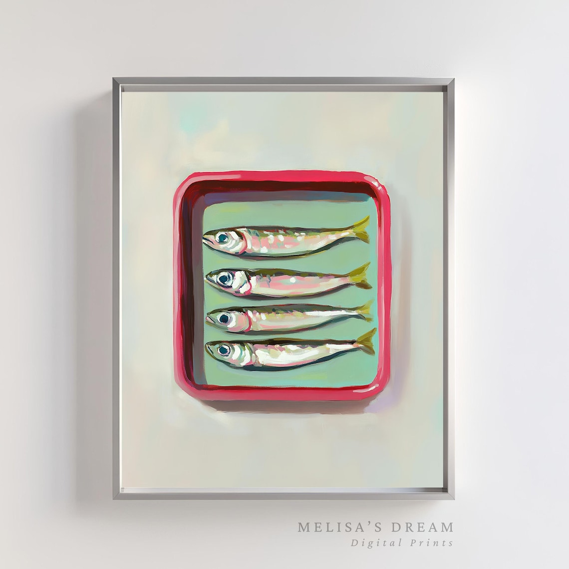 Tinned Sardines Art Print, Sardine Kitchen Decor