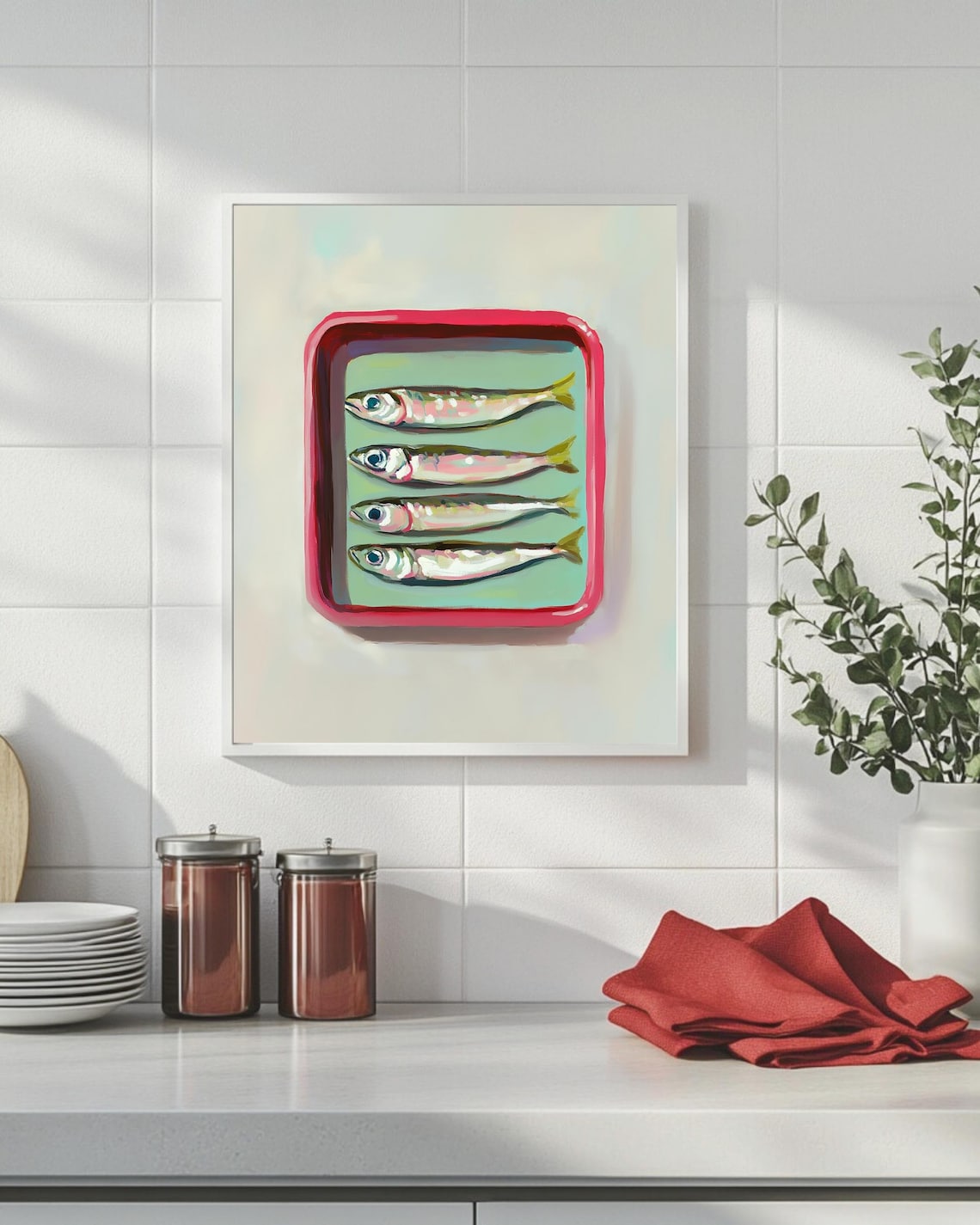 Tinned Sardines Art Print, Sardine Kitchen Decor - Image 5
