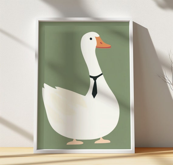 Goose With Tie Nursery Print Safari Animal Wall Art