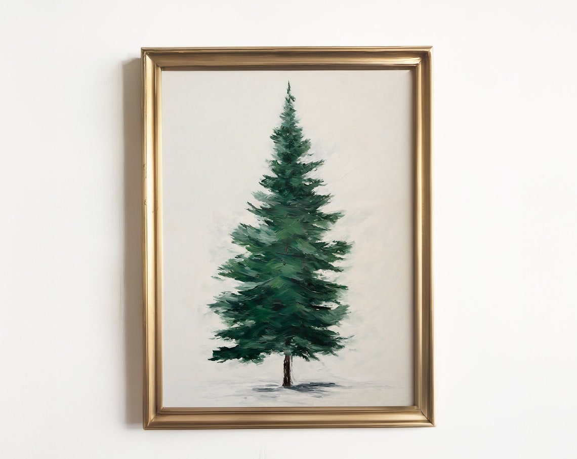 Winter Evergreen Pine Tree Minimalist Snowy Christmas Decor Poster