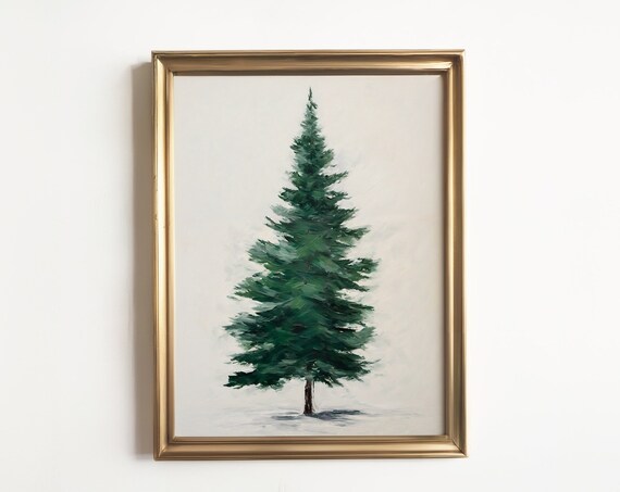 Winter Evergreen Pine Tree Minimalist Snowy Christmas Decor Poster