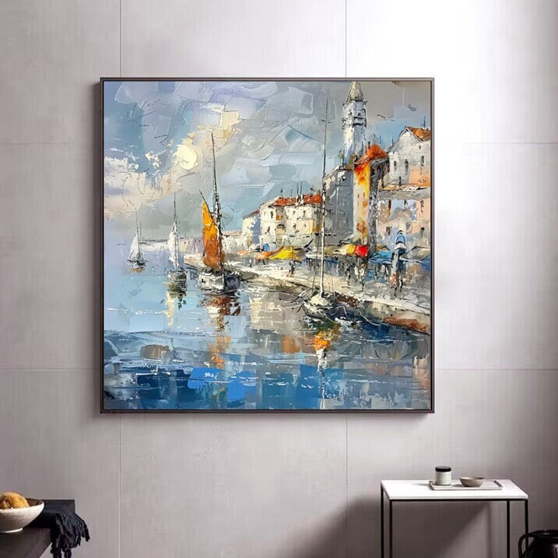Sunlit Coastal Harbor With Sailboats Impressionist Seaside Art Poster - Image 4