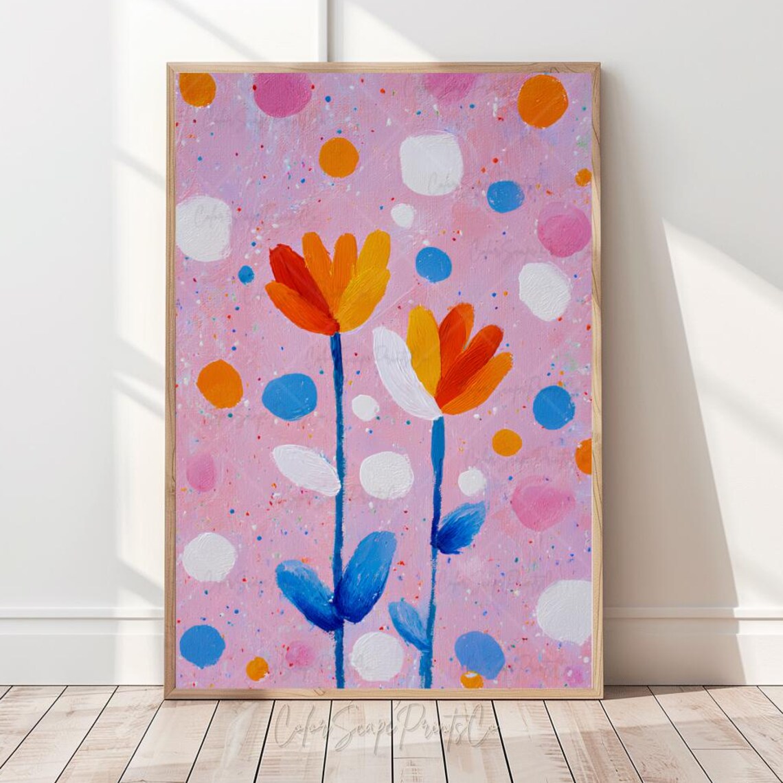 Abstract Floral Print Colorful Flower Pop Art Nursery Wall Decor