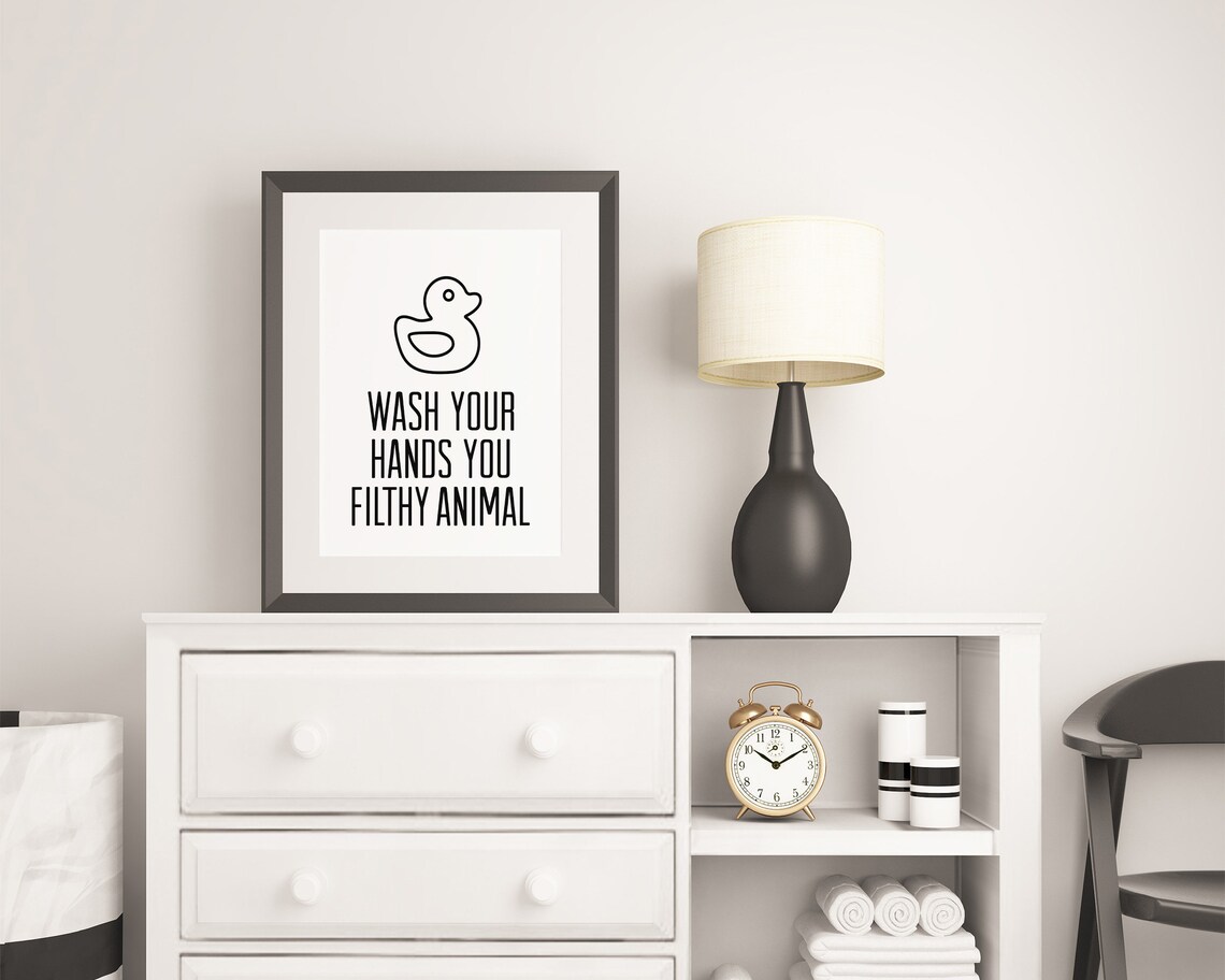 Wash Your Hands You Filthy Animal Funny Duck Bathroom Poster - Image 2