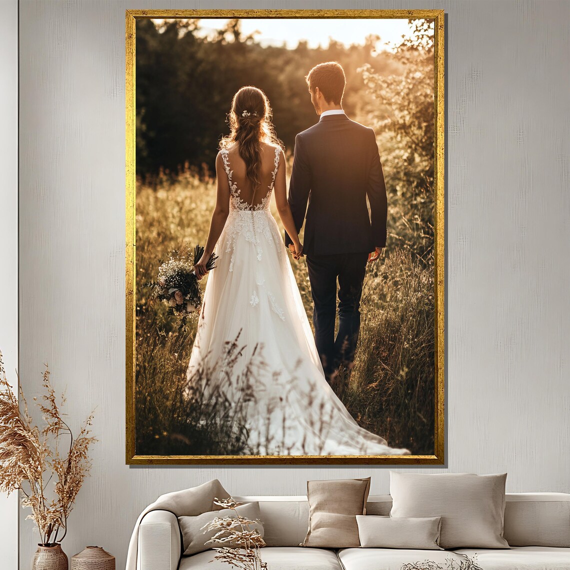 Custom Wedding Photo Canvas Print Personalized Couple Portrait - Image 3
