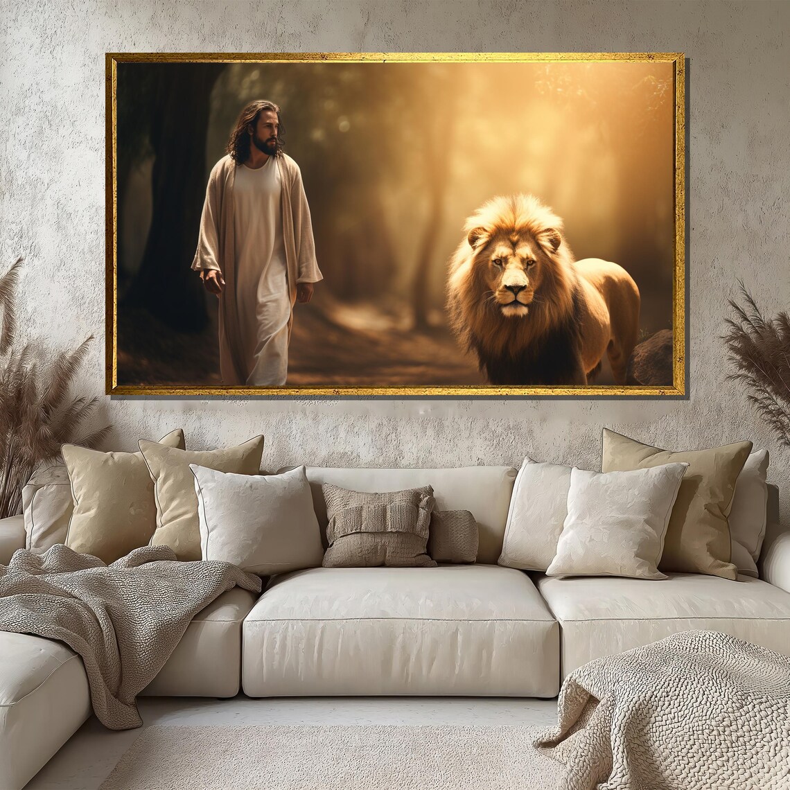 Jesus And Lion, Inspirational Christian Wall Art