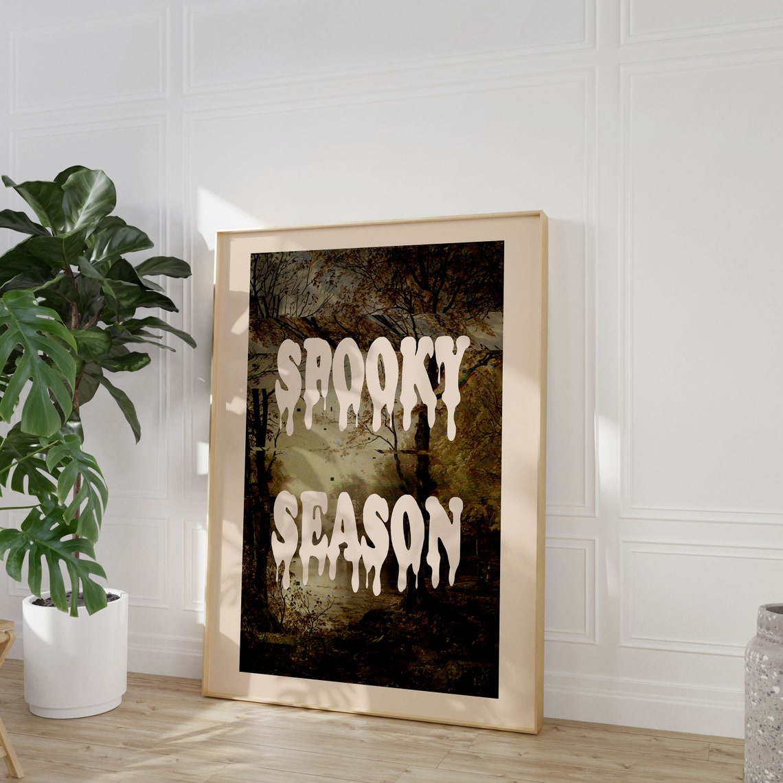 Spooky Season Dripping Letters Dark Autumn Forest Halloween Poster - Image 2