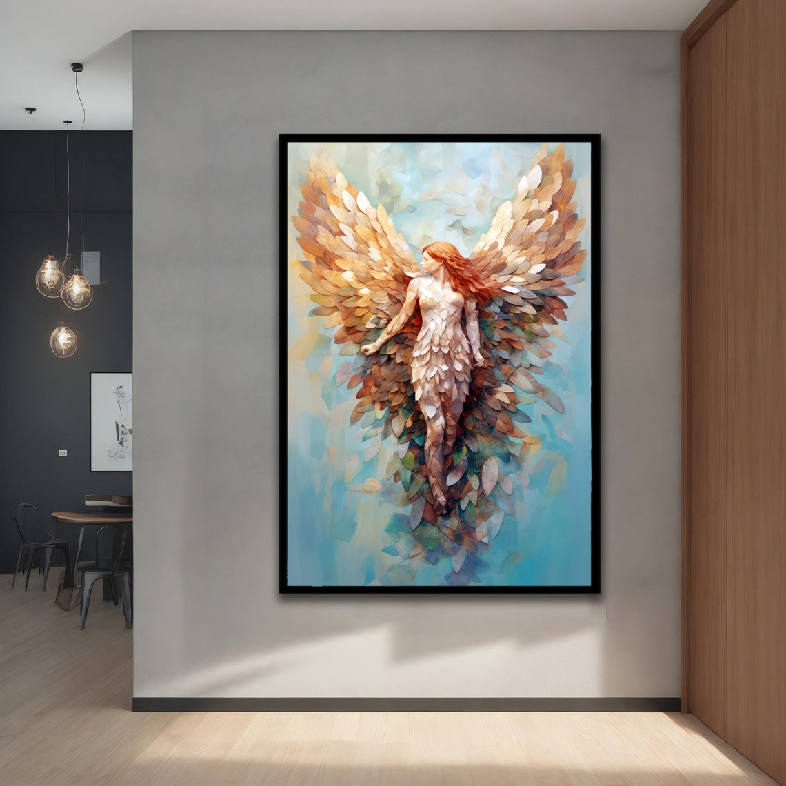 Angel Painting Winged Angel Woman Decoration Angel Home Decor Angel Wall Decor Land Of Angels Painting