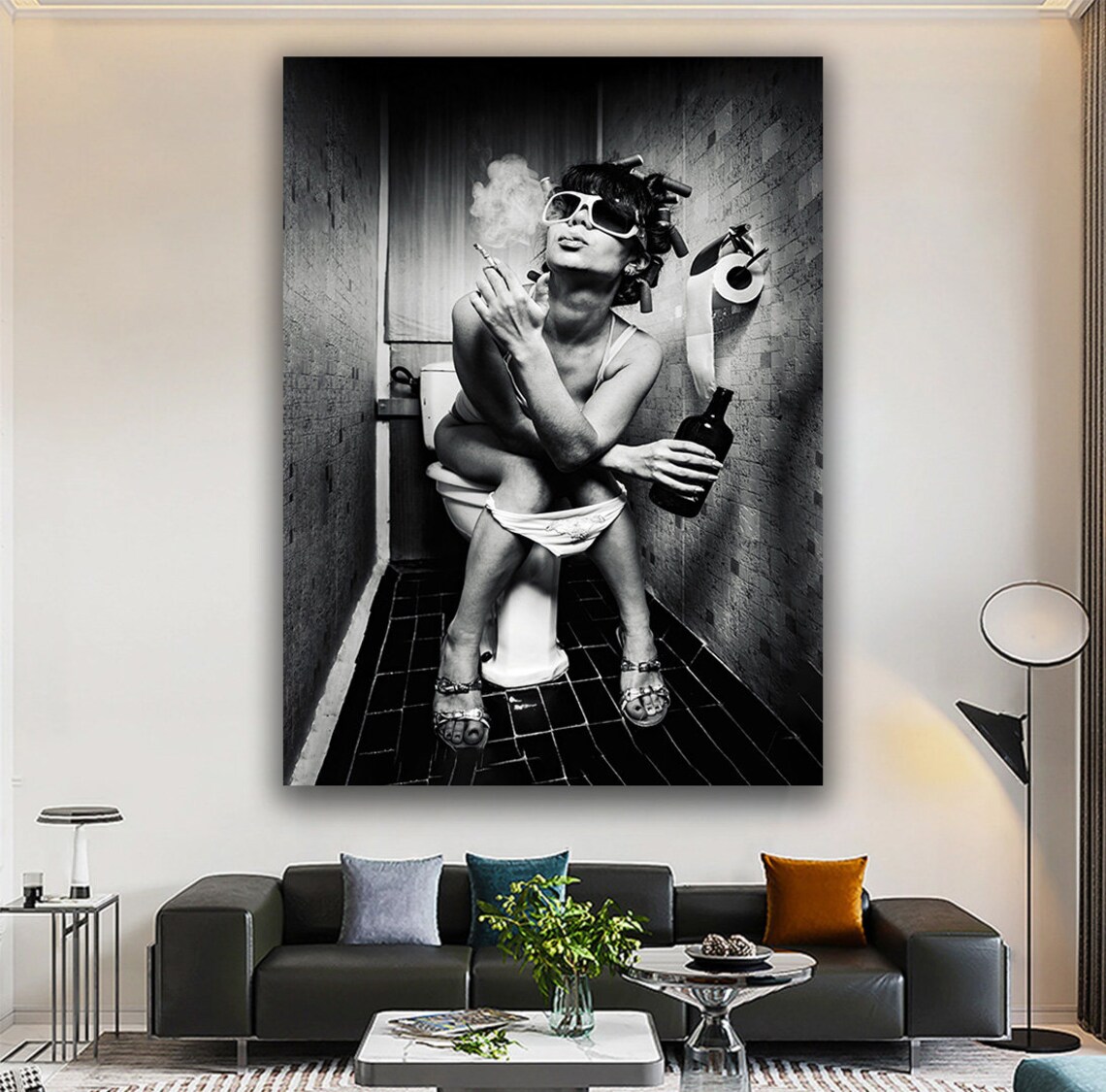 Woman Drinking in the Toilet, Modern Wall Art Print - Image 4