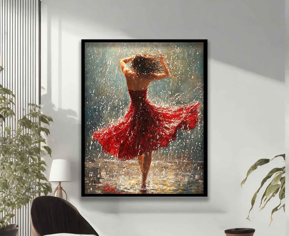 Dancing In The Rain Painting Ballerina Print Dancer Girl Art