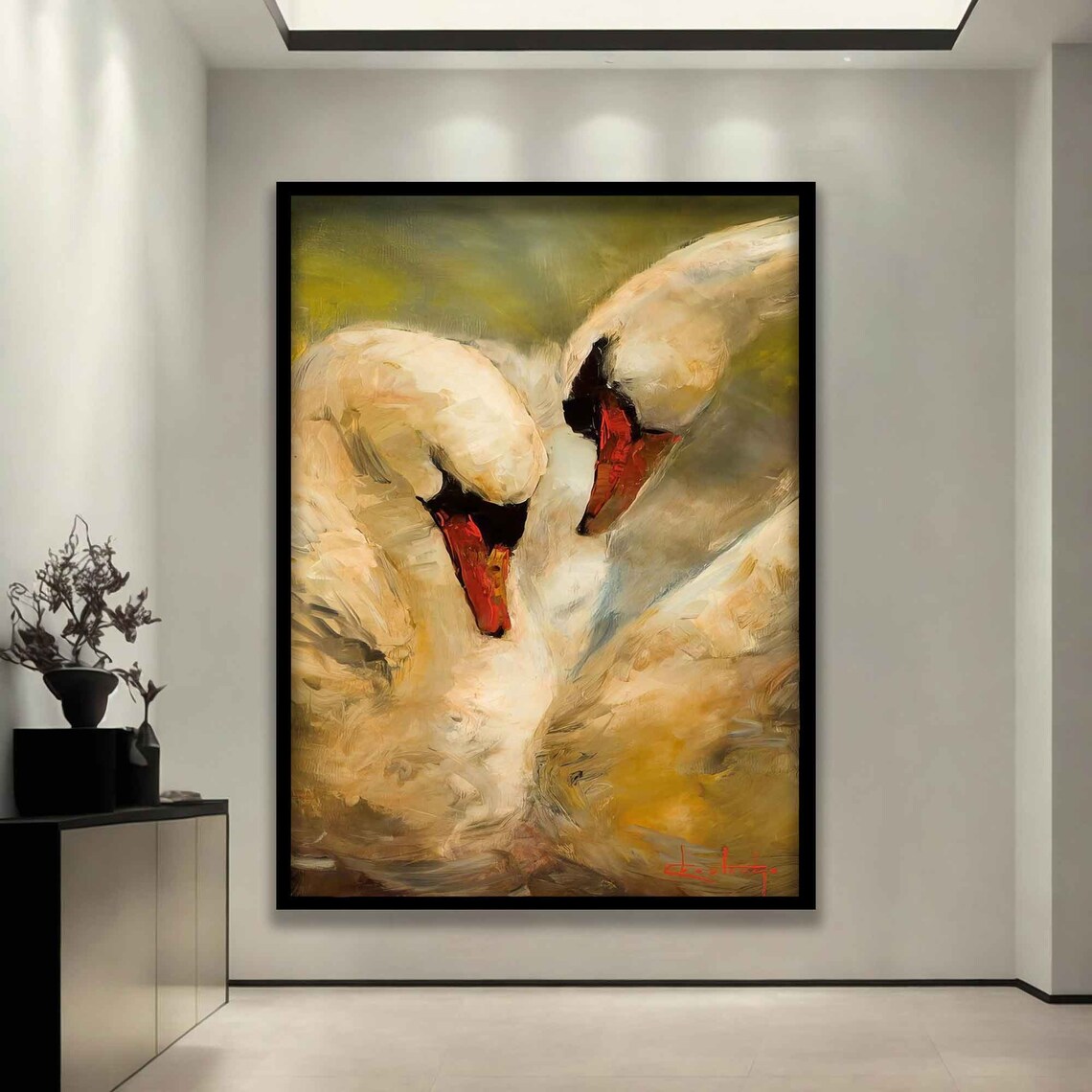White Swans Swan Poster, Double Bird Wall Art Print - Image 3