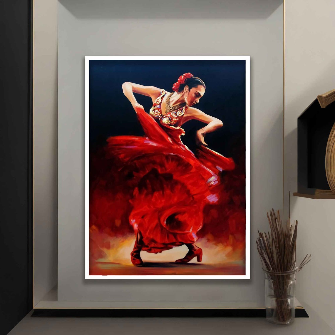 Ballerina Woman Dancer Girl Art In Red Dress Ballerina Poster Salsa Woman Print - Image 4