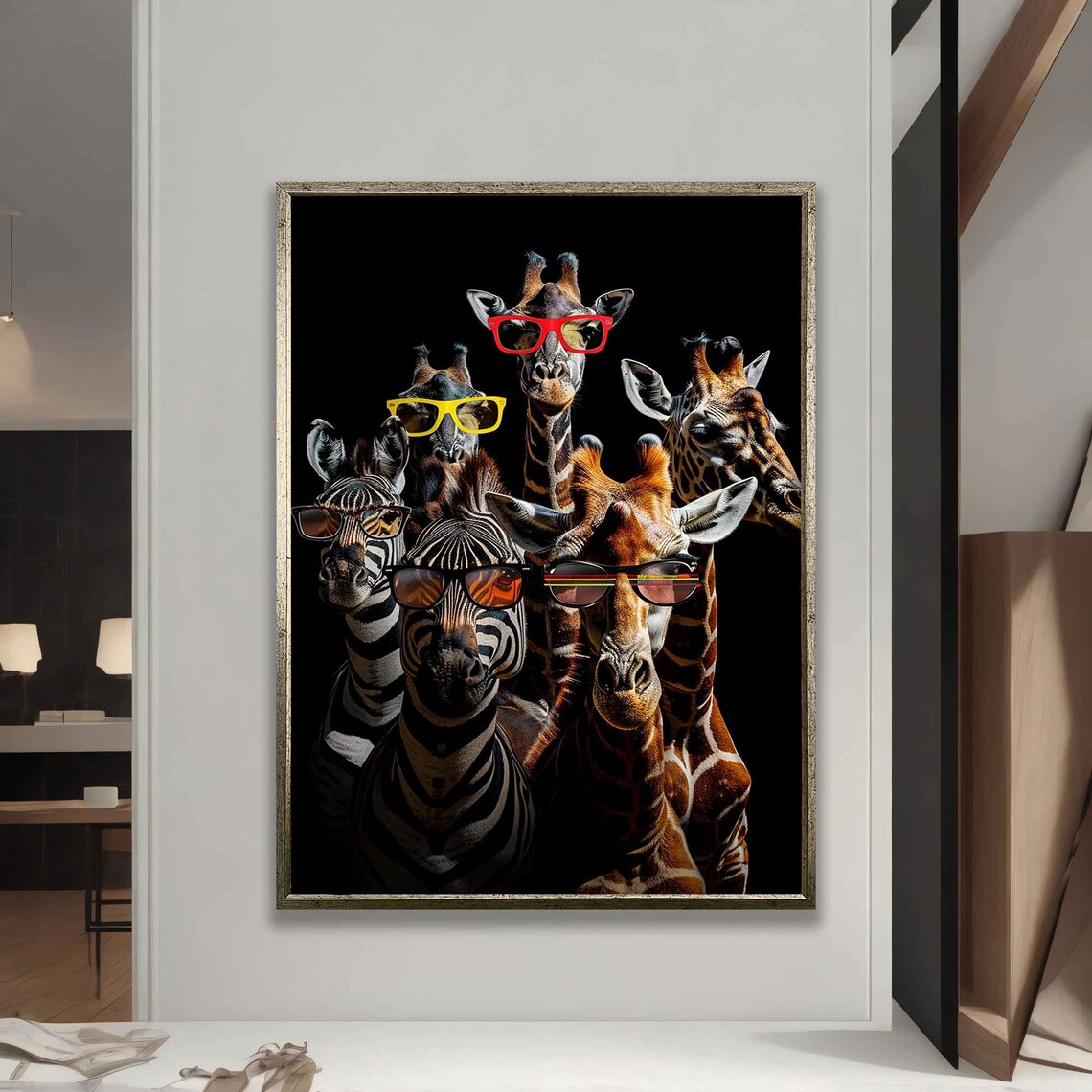 Funny Giraffe Portrait Art Print, Colorful Giraffes - Image 5