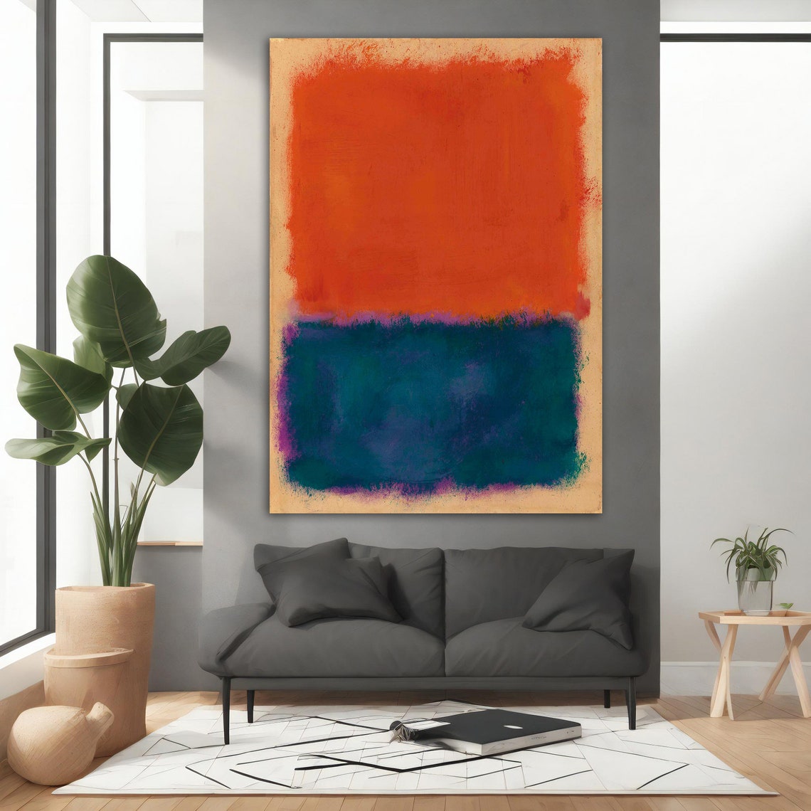 Burnt Orange Deep Teal Color Field Abstract Rothko Style Art Poster - Image 3