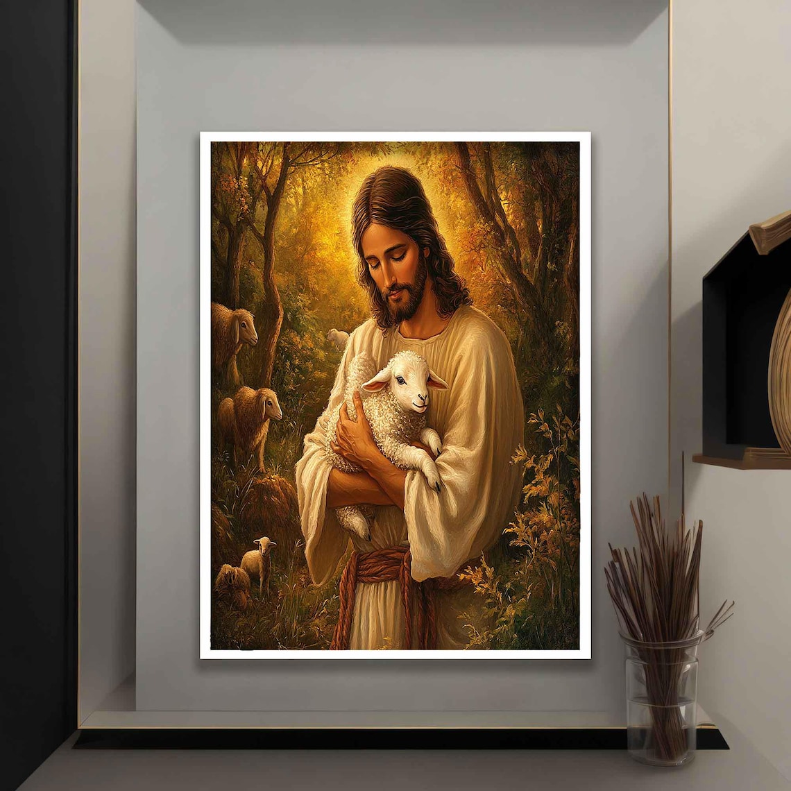 Jesus Walking On Water With Lamb, Christian Art Print - Image 5
