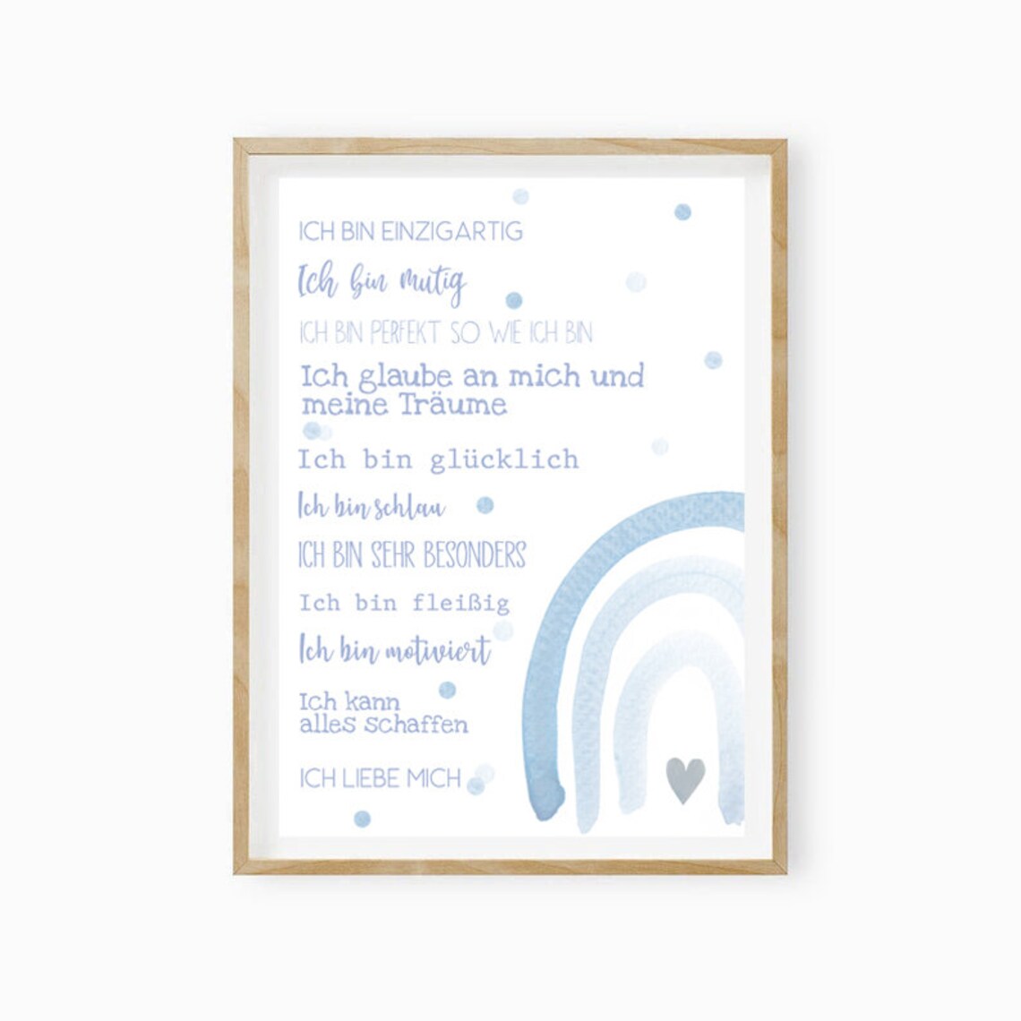 Positive Affirmations Kids List Rainbow Watercolor German Art Poster - Image 2