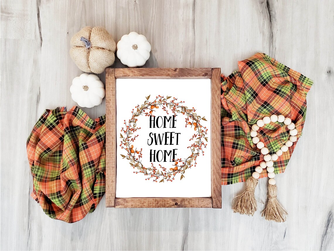 Charming Home Sweet Home Berry Wreath Fall Farmhouse Quote Art Print - Image 2