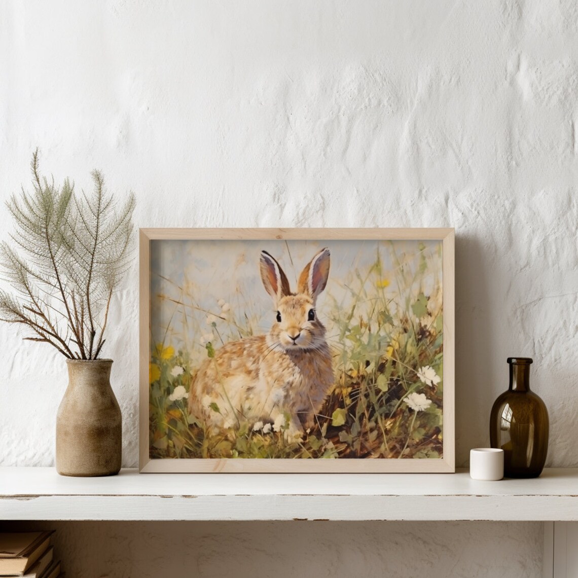 Rabbit In Spring Meadow Oil Painting, Nursery Art - Image 4