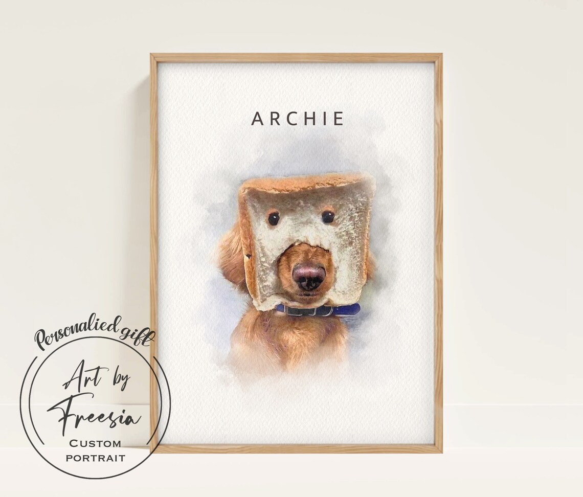 Father Kissing Laughing Baby Watercolor Portrait Custom Gift Poster - Image 2