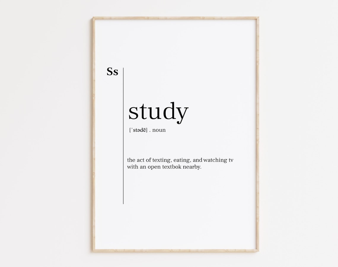 Study Funny Definition Dictionary Style College Student Humor Poster