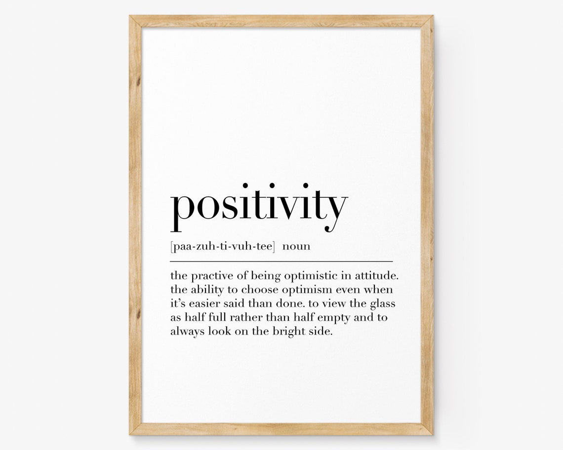Positivity Definition Optimism Glass Half Full Dictionary Quote Poster