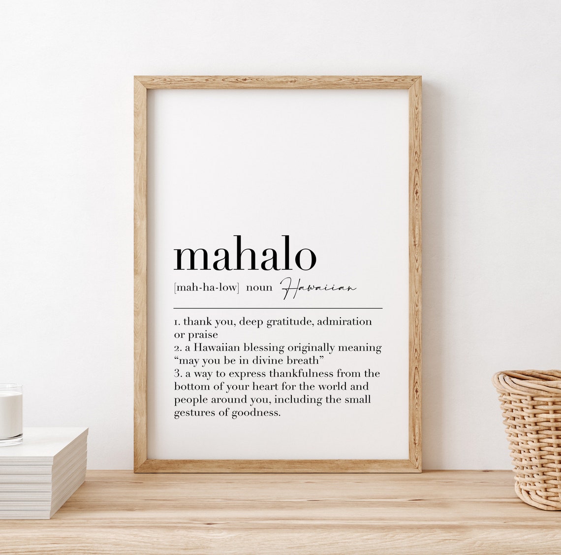 Mahalo Definition Hawaiian Gratitude Blessing Dictionary Quote Poster - Image 2