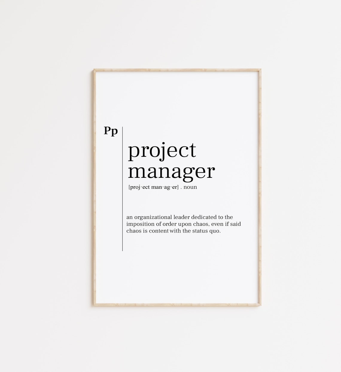 Project Manager Funny Definition Poster Chaos Order Office Gift