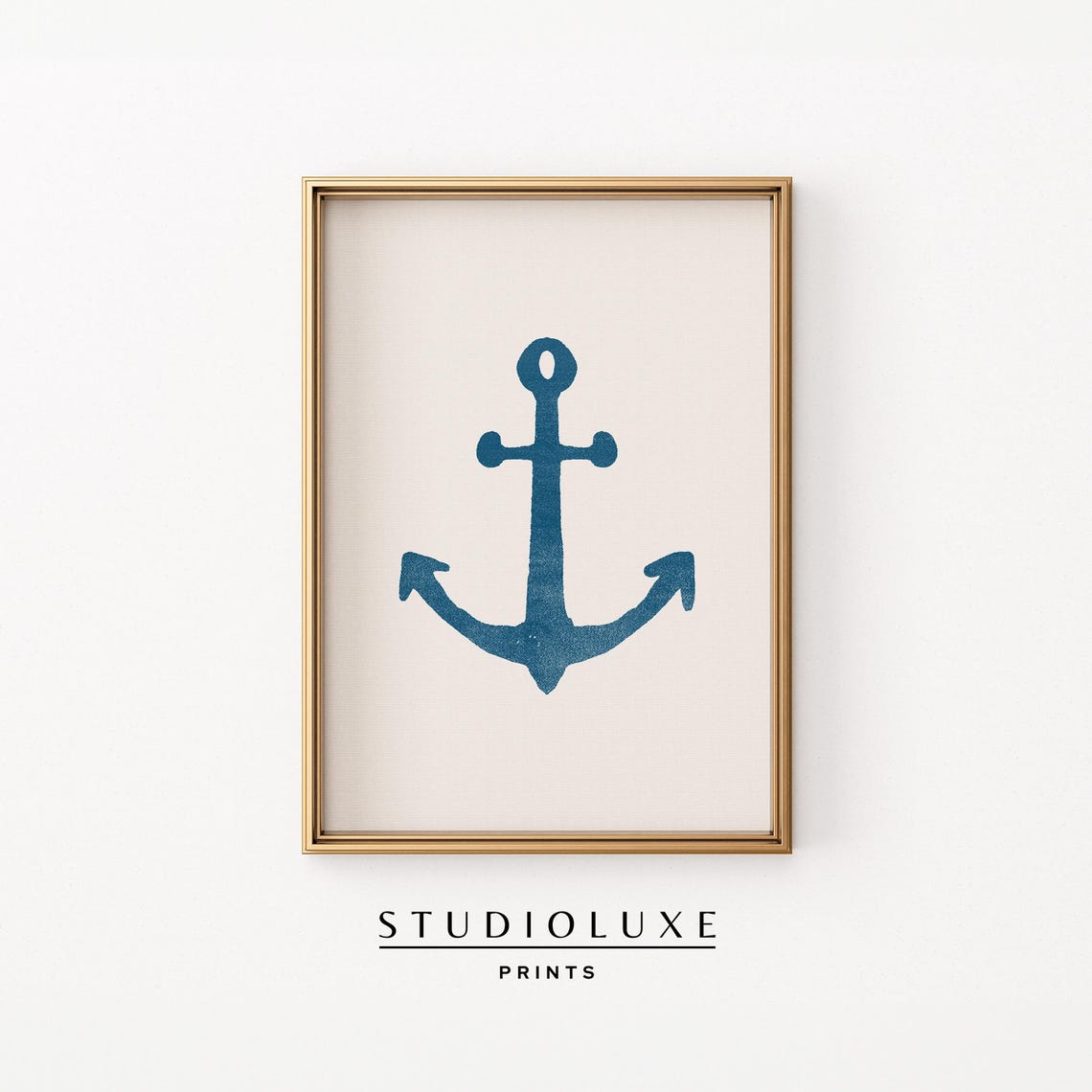 Navy Blue Anchor Silhouette Nautical Minimalist Beach Poster
