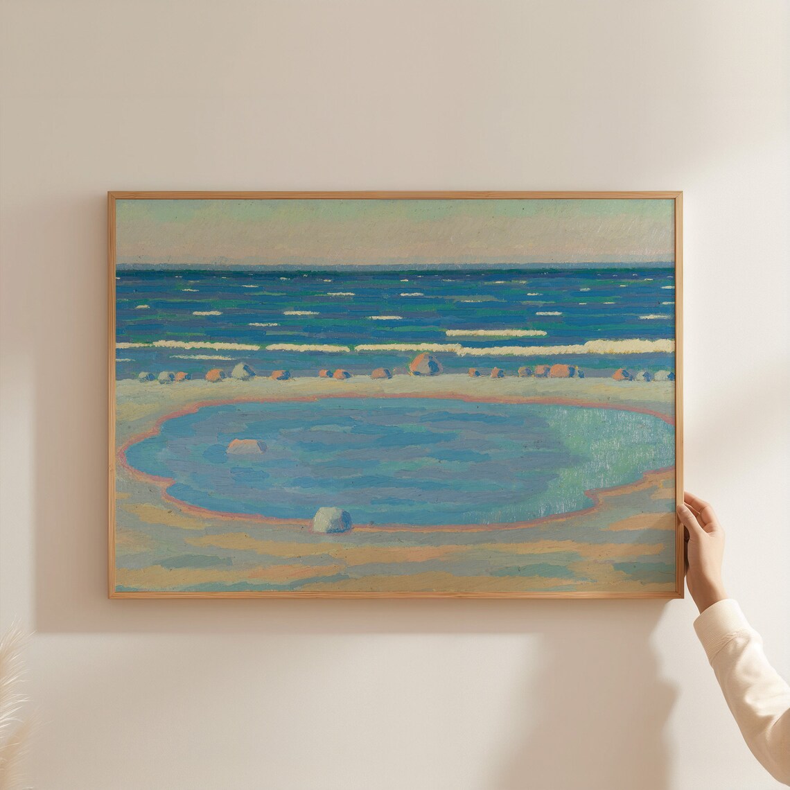 Vivid Turquoise Ocean Waves And Tide Pools Rocky Shore Art Poster