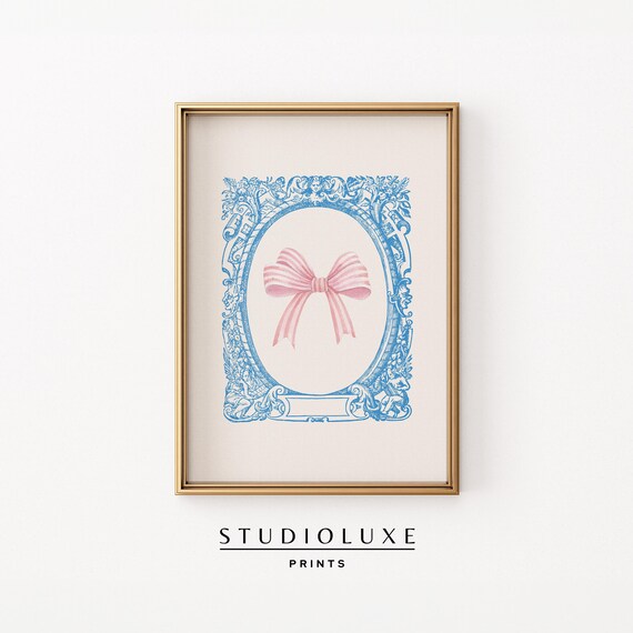 Coquette Pink Bow Wall Art Elegant For Girly Gallery Teen Girl Bedroom Or Dorm Room