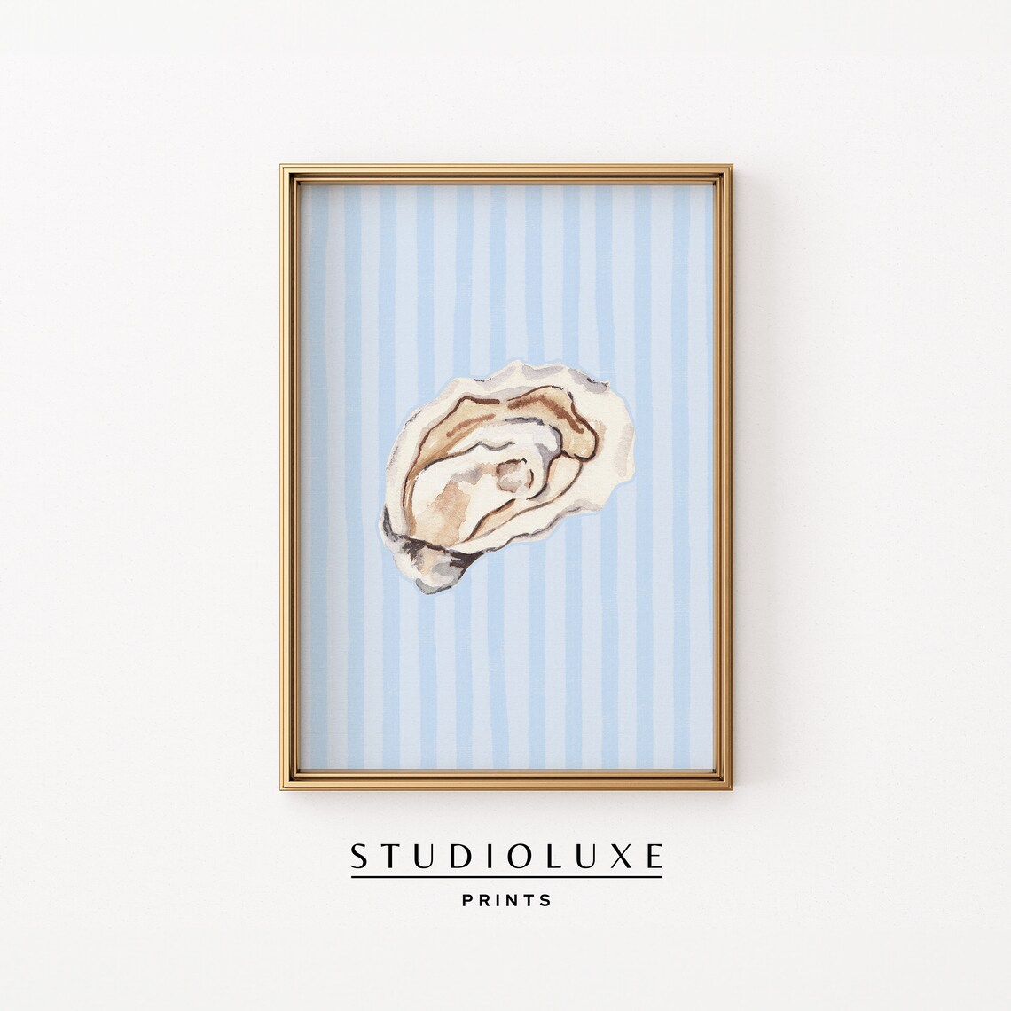 Oysters Striped Painting Beachy Coastal Art Print