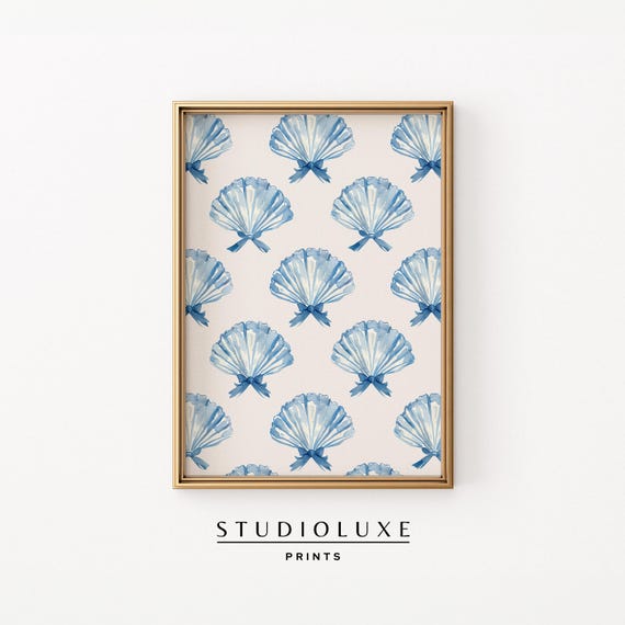 Seashell Coquette Minimalist Poster, Beach Coastal