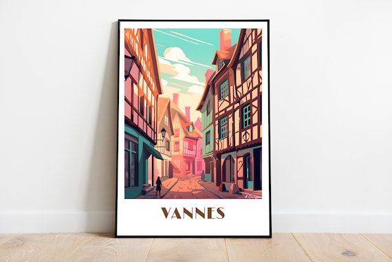 Handmade Vannes Travel Poster For Vintage Art Lovers Brittany Gift Wall Decor Print Artwork Personalized Custom