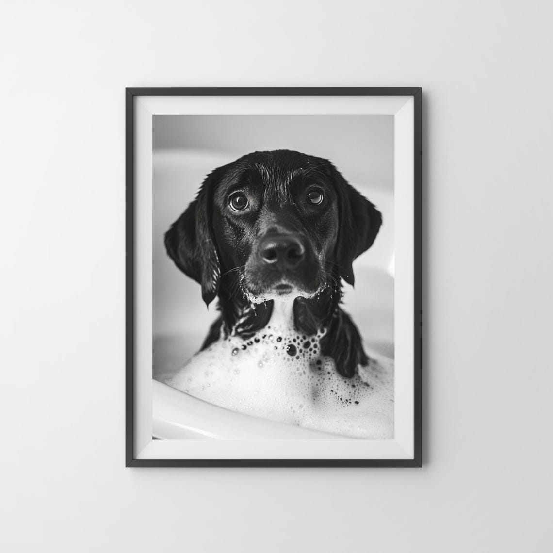 Black Labrador Puppy Bubble Bath Cute Dog Bathroom Wall Poster - Image 3