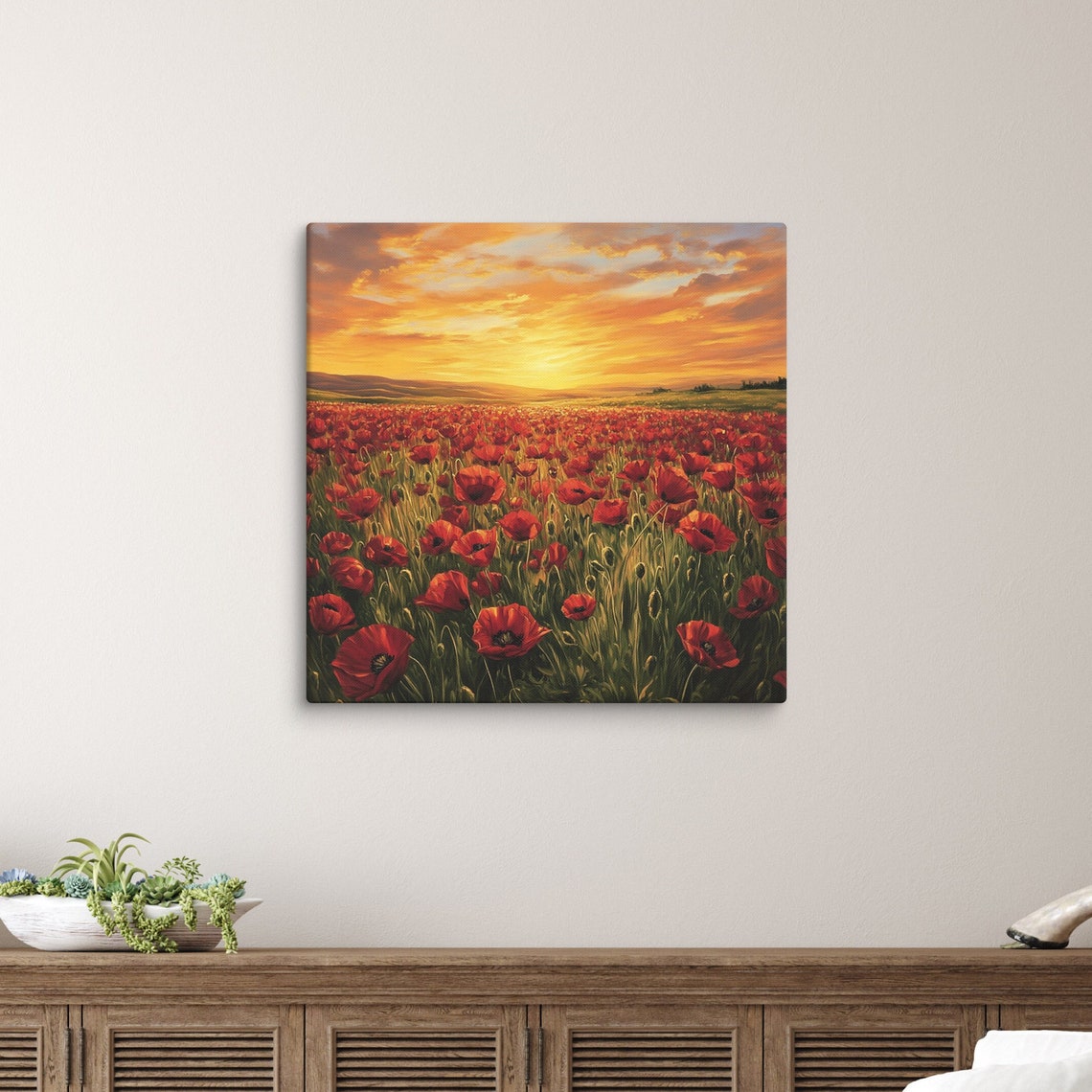 Red Poppy Field Print Large Painting Print Flower Wall Art Nature Art Poppy Art Poppy Painting Print Large Red Wall Art
