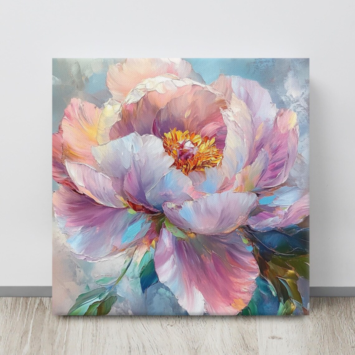 Chinese Peony Bloom Impasto Pastel Petals Floral Art Wall Poster