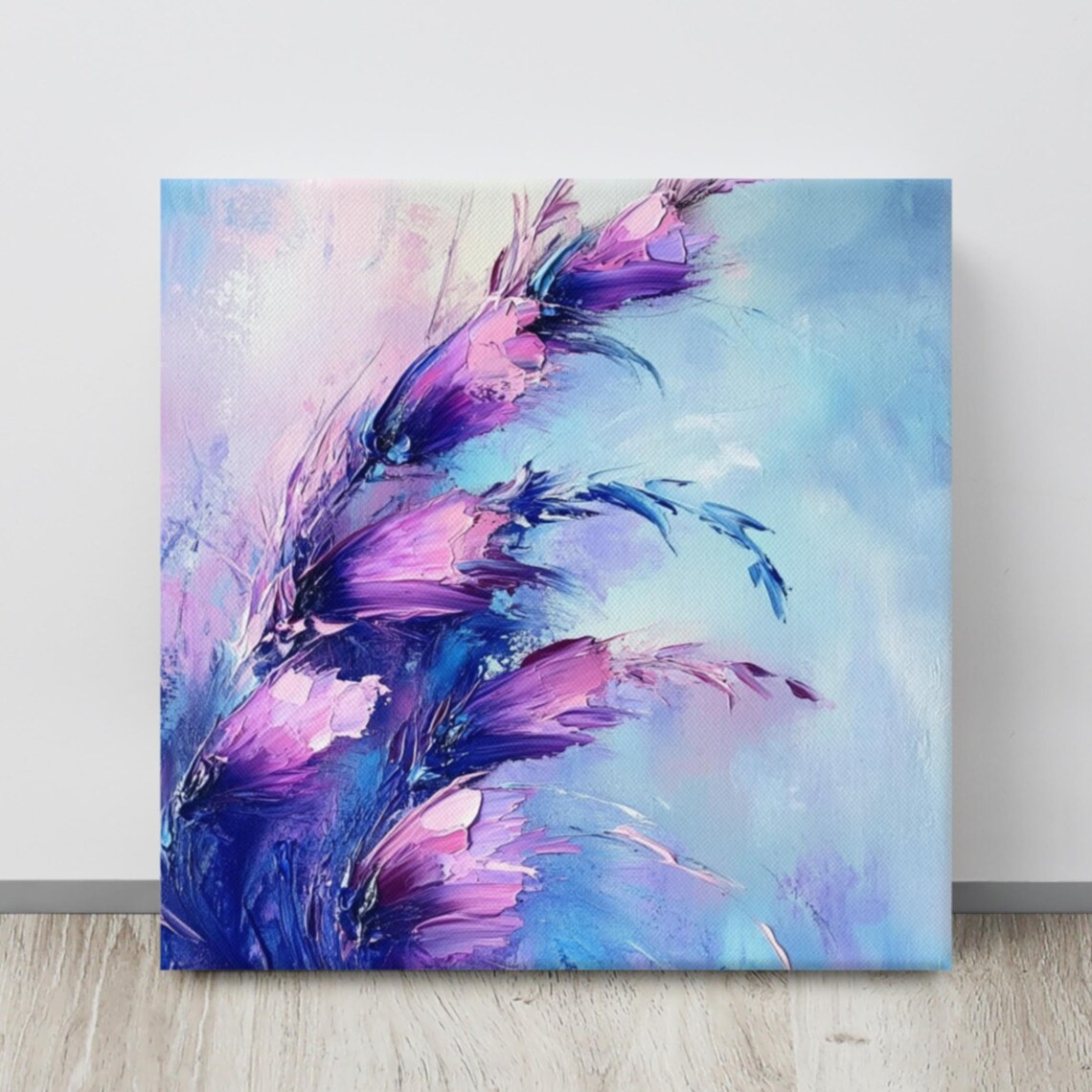 Purple Blue Abstract Floral Swirls Botanical Flower Wall Art Poster