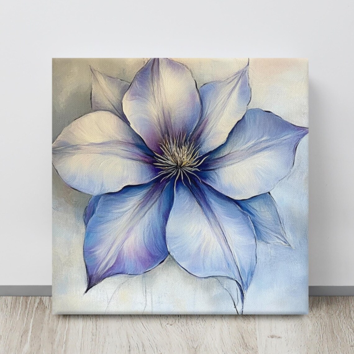 Periwinkle Blue Clematis Bloom Delicate Botanical Floral Poster