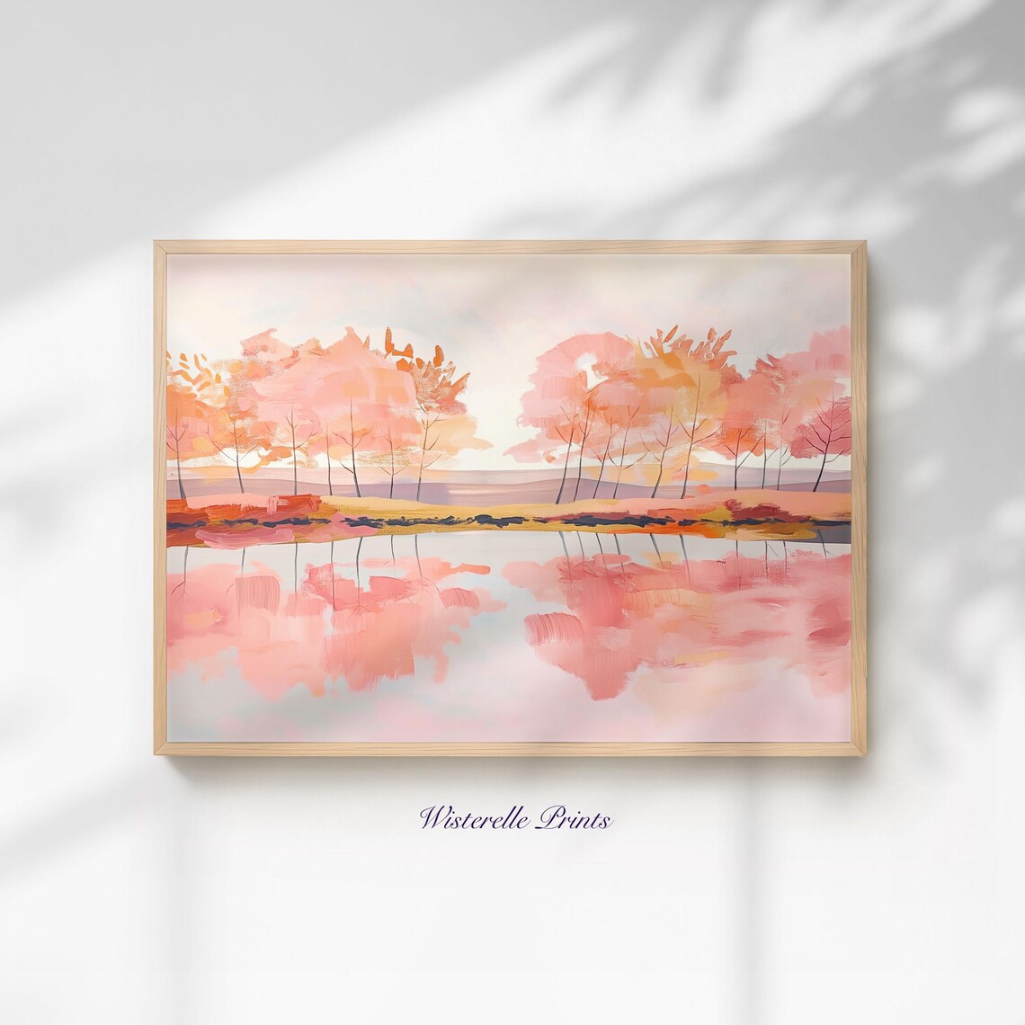 Autumn Lake Forest Landscape Art Print, Cozy