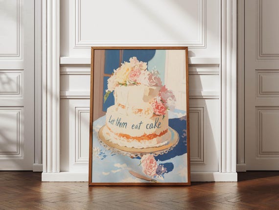 Let Them Eat Cake Wall Art Vintage French Bakery Print Elegant Wedding Artwork Pastel Marie Antoinette Kitchen Decor Gift