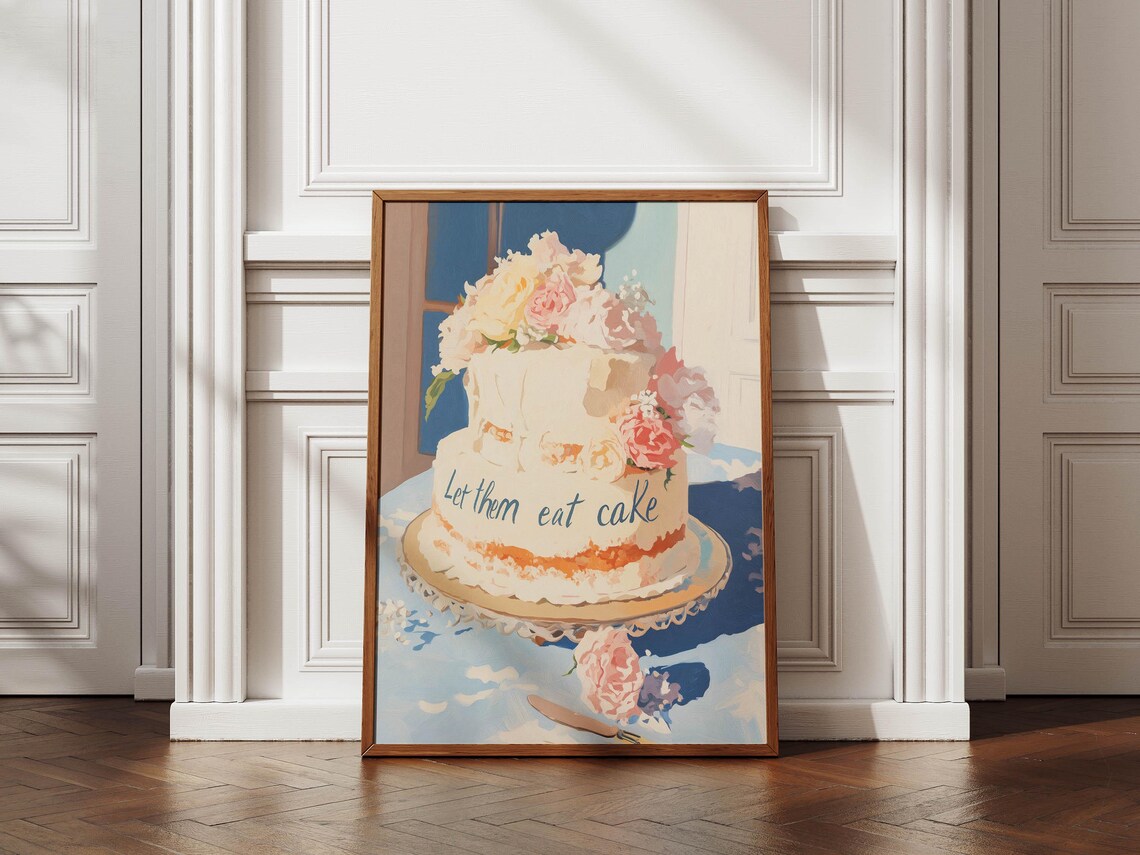 Let Them Eat Cake Floral Poster Vintage French Bakery Elegant Kitchen Art