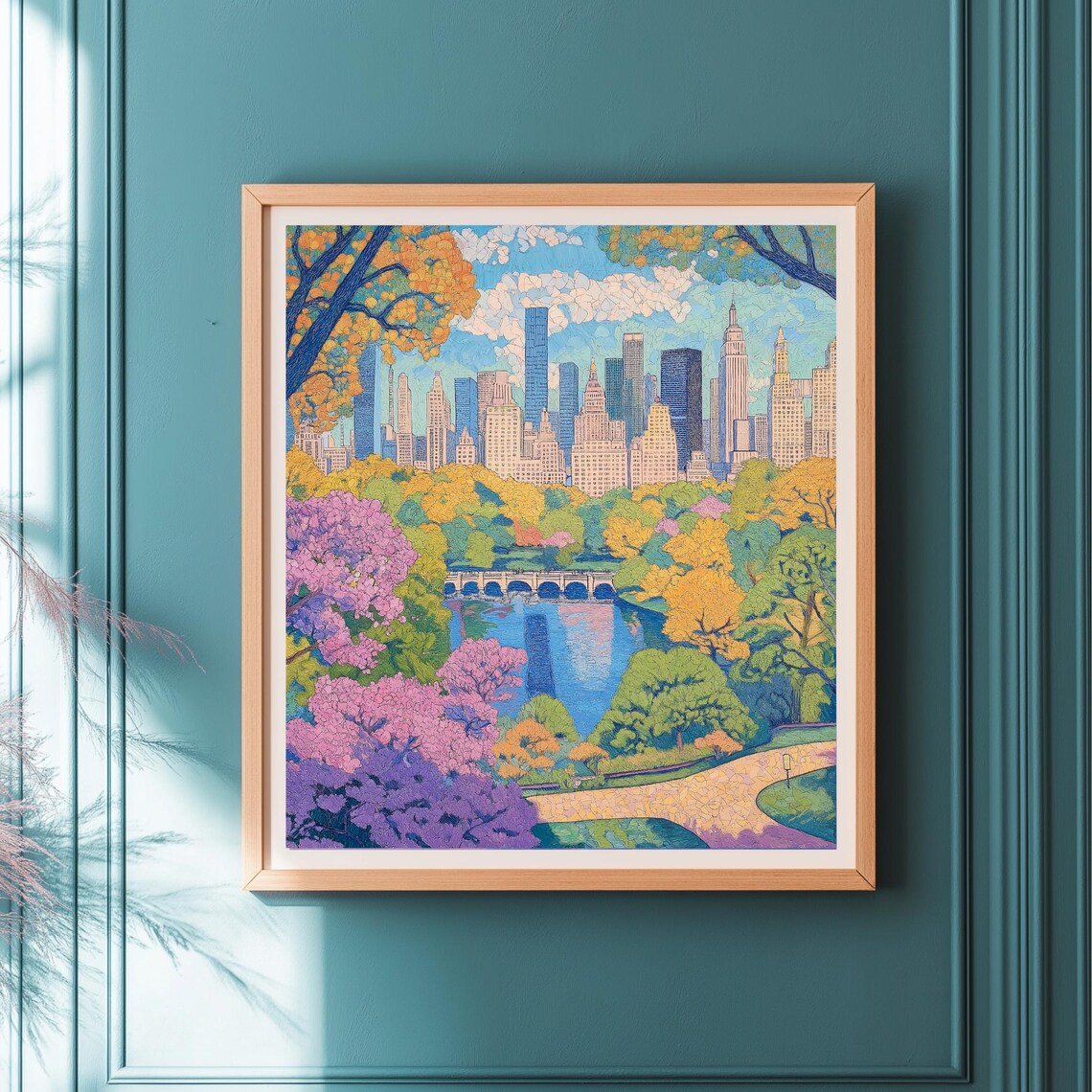 Vibrant New York City Skyline Central Park Colorful Wall Art